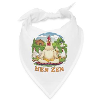 Hen Zen Hahn Meditation Yoga Hühner Bauernhof - Bandana - Weiß - Vorne