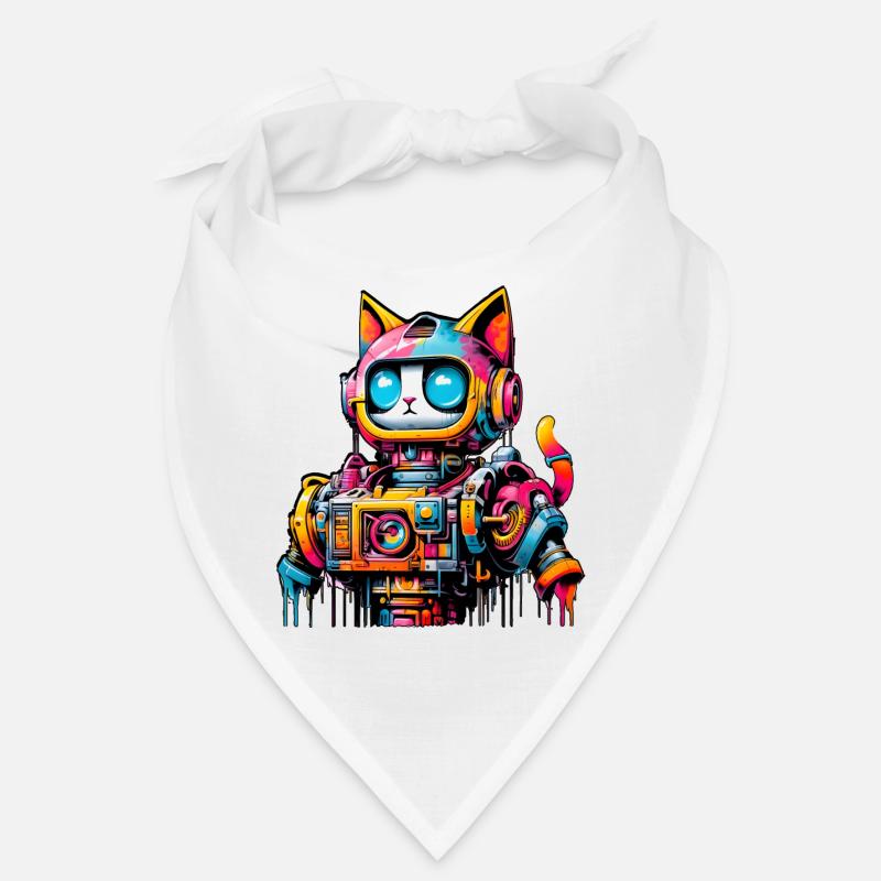 Cat designed as a robot in comic graffiti style Bandana