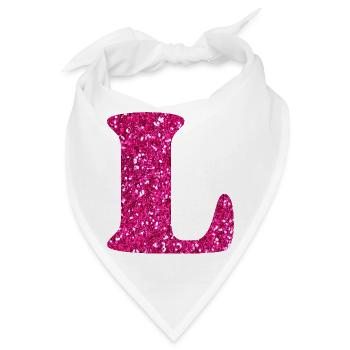 Glitzer rosa Buchstabe l - Bandana - Weiß - Vorne