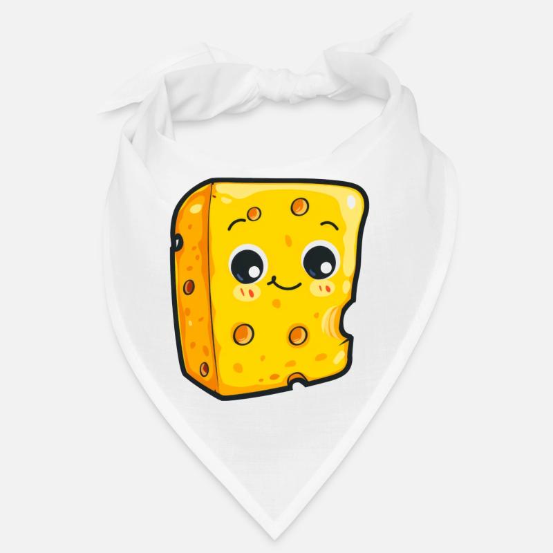Morceau de fromage kawaii avec un visage mignon Bandana