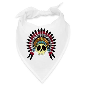 Indianerhäuptling Schädel - Bandana - Weiß - Vorne