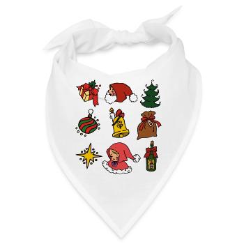 süße Weihnachten mit Christkind, Santa, Tannenbaum - Bandana - Weiß - Vorne