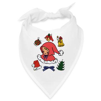 süßes Weihnachtsbild mit Christkind, Tannenbaum - Bandana - Weiß - Vorne