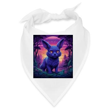 Neon Fuchs im Abendwald - Bandana - Weiß - Vorne