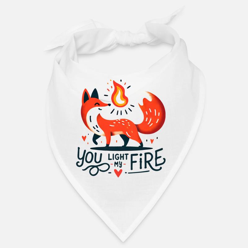Fiery Fox with Flame and Heart Bandana