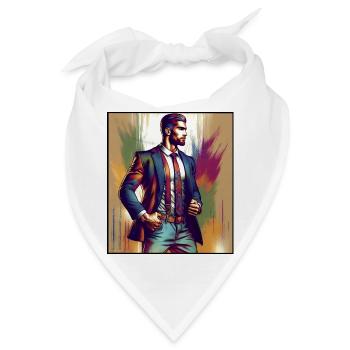 Geschäftsmann im Anzug - Bandana - Weiß - Vorne