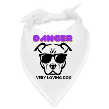 Danger Very Loving Dog, cooler Hund mit dunkler Brille - Bandana - Weiß - Vorne