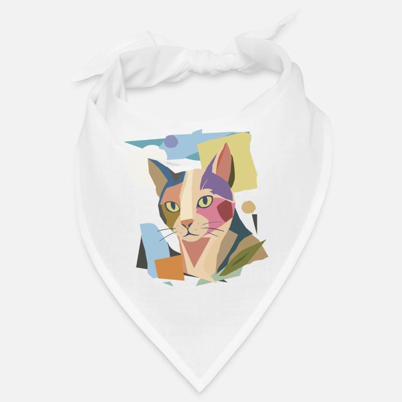 Abstract cat in modern color block design Bandana
