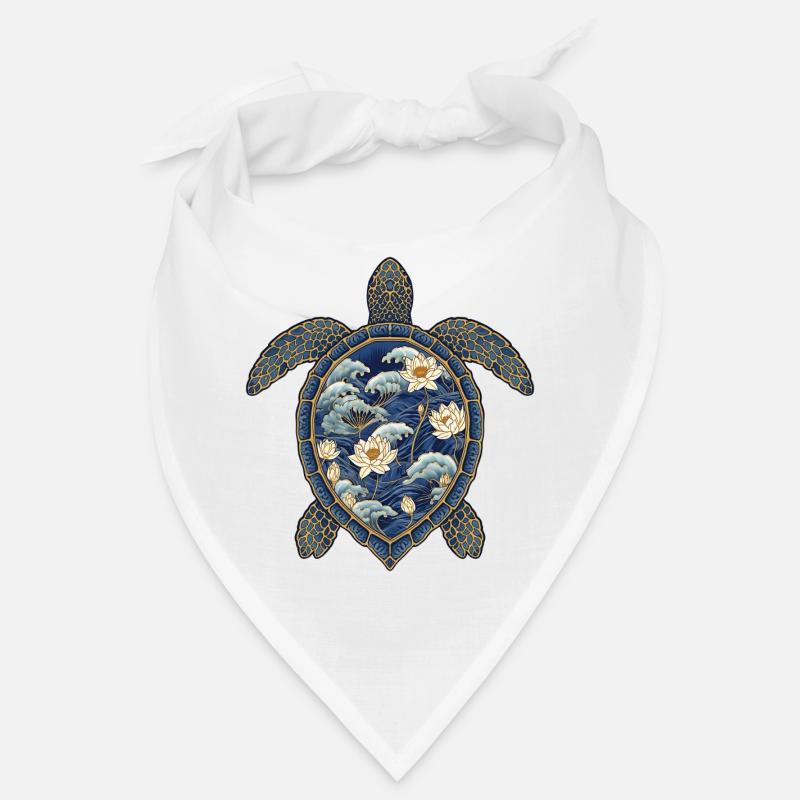 Turtle Porcelain Pattern - Lotus & Waves Bandana