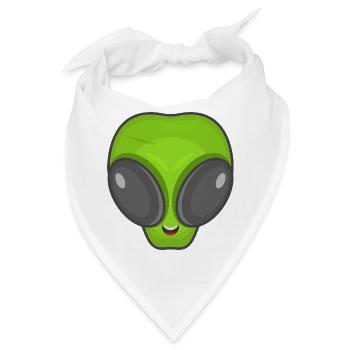 Grüner Alien Kopf - Bandana - Weiß - Vorne