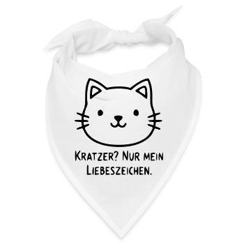 Lustige Katze | Kratzer als Liebeszeichen - Bandana - Weiß - Vorne