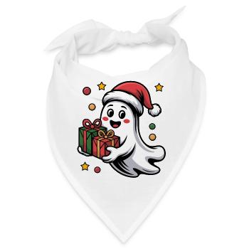 Weihnachtsgeist mit Geschenk - Bandana - Weiß - Vorne