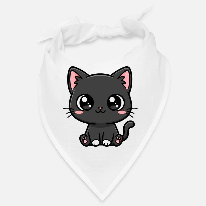 Mitternachtskätzchen-Kawaii-Maskottchen - Bandana - Weiß
