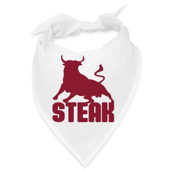 Stier Steak Silhouette in Rot - Bandana - Weiß - Vorne