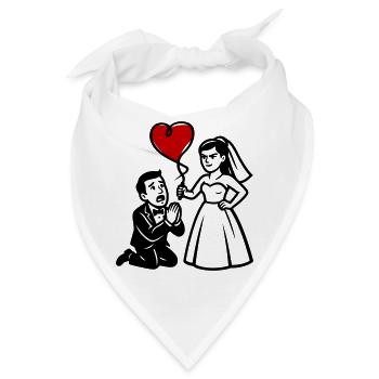 Brautpaar Heiratsantrag Rotes Herz - Bandana - Weiß - Vorne