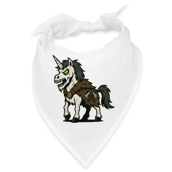 Untoter Wikinger-Einhorn mit Äxten und Fellumhang - Bandana - Weiß - Vorne
