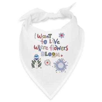  wo Blumen blühen will ich leben  - Bandana - Weiß - Vorne