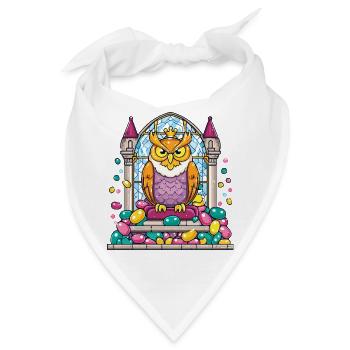 Kronen Eule Thron vor Glasfenster - Bandana - Weiß - Vorne