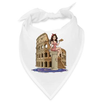 Pin-up im Kolosseum mit Pizza - Bandana - Weiß - Vorne