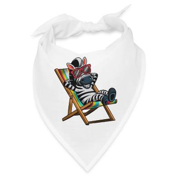 Zebra relaxed im Liegestuhl mit bunten Streifen - Bandana - Weiß - Vorne