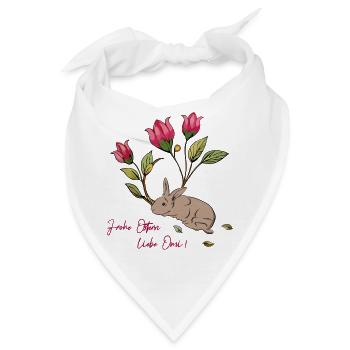 Osterhase mit Tulpen - Bandana - Weiß - Vorne