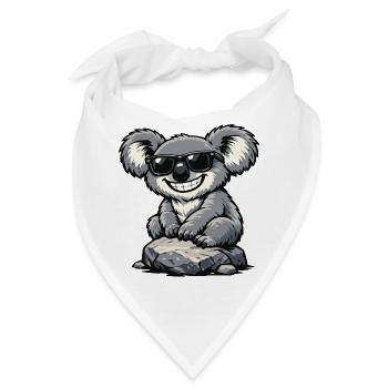 Cooler Koala auf Stein mit Sonnenbrille - Bandana - Weiß - Vorne