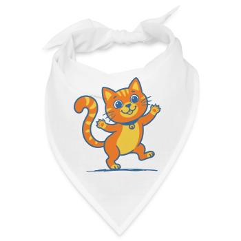 Lächelnde Orange Katze - Bandana - Weiß - Vorne