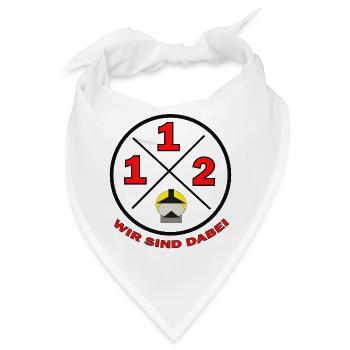 112-Wir sind dabei Kreislogo mit Text - Feuerwehr - Bandana - Weiß - Vorne