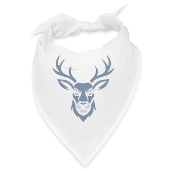 Blauer Hirschkopf  - Bandana - Weiß - Vorne