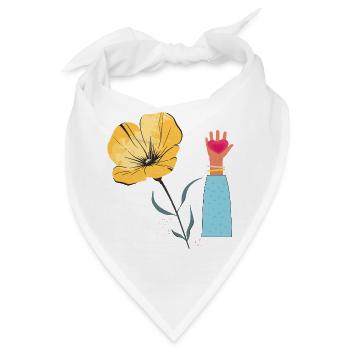 Blume Hand Herz  - Bandana - Weiß - Vorne