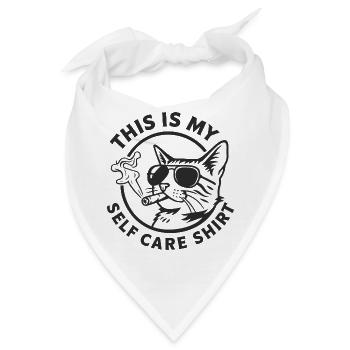 Katzen Selfcare Shirt mit Sonnenbrille Geschenk - Bandana - Weiß - Vorne