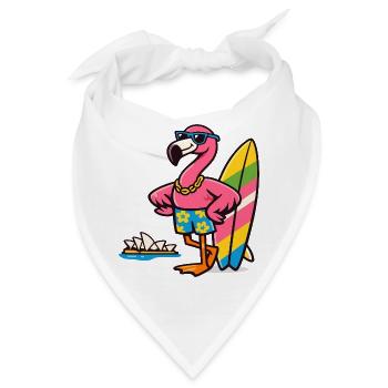 Flamingo Surfing mit Sonnenbrille - Bandana - Weiß - Vorne