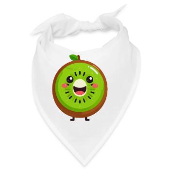 Kiwifrucht Kawaii Lächeln - Bandana - Weiß - Vorne