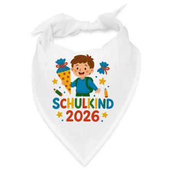 Schulkind 2026 – bunte Schulwelt - Bandana - Weiß - Vorne