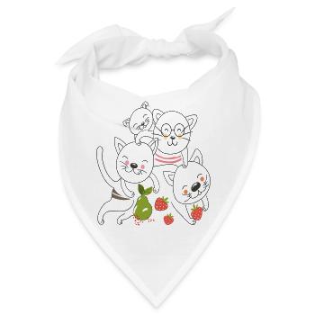  Katzen mit Obst - Bandana - Weiß - Vorne
