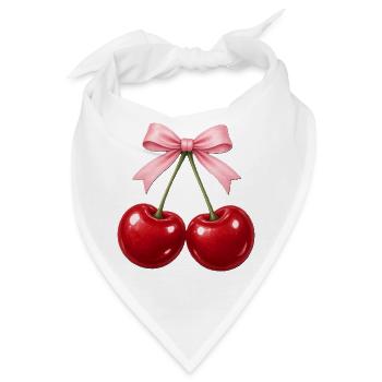 Kirschpaarung mit rosa Schleife - Bandana - Weiß - Vorne
