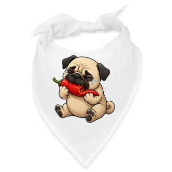 Mops Chili Scharf Lustiger Cartoon - Bandana - Weiß - Vorne