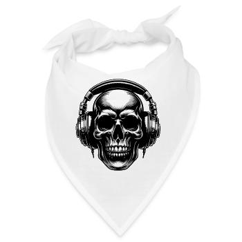 Skull mit Headset - Bandana - Weiß - Vorne