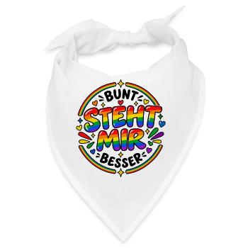 Bunt steht mir besser – Regenbogen Pride Spruch - Bandana - Weiß - Vorne