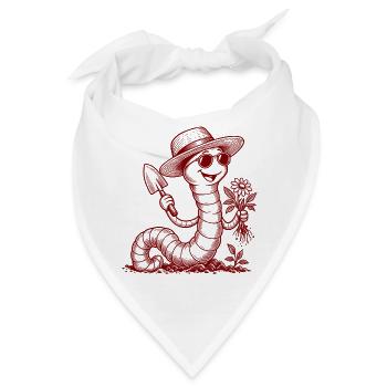Garten Regenwurm mit Schaufel – Vintage - Bandana - Weiß - Vorne