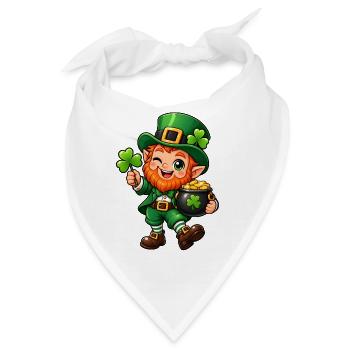 Leprechaun Kawaii Style – Süßer irischer Kobold - Bandana - Weiß - Vorne
