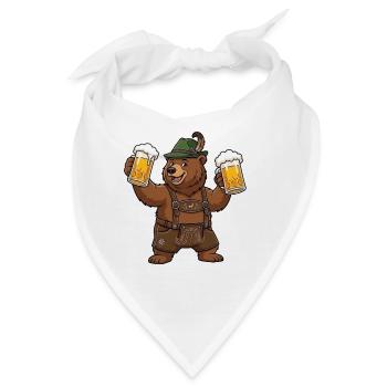 Bierbär Bayerische Tradition Tracht Lederhose Bier - Bandana - Weiß - Vorne