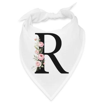 R Buchstabe Monogram Floral - Bandana - Weiß - Vorne