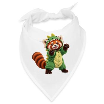 Roter Panda im Dinosaurierkostüm - Bandana - Weiß - Vorne