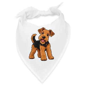 Airedale Terrier Kawaii Style – Süßer Terrier - Bandana - Weiß - Vorne
