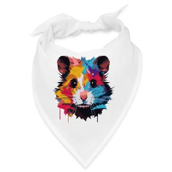 Farbenfrohes Pop-Art Hamsterporträt - Bandana - Weiß - Vorne