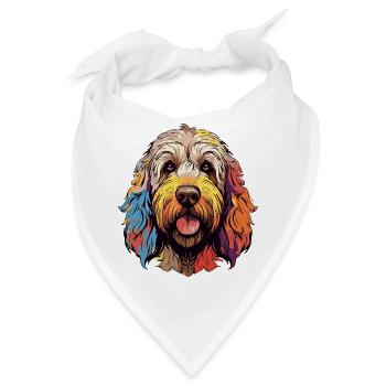 Farbenfroher Pudel Kopf PopArt - Bandana - Weiß - Vorne