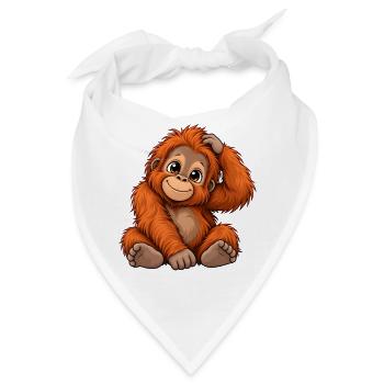 Orang-Utan Kawaii Style – Süßer Affe - Bandana - Weiß - Vorne