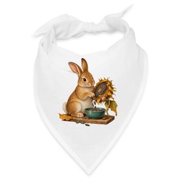 Kaninchen sammelt Sonnenblumensamen - Bandana - Weiß - Vorne