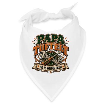 Papa tüftelt – Bis es passt | Heimwerker Humor - Bandana - Weiß - Vorne